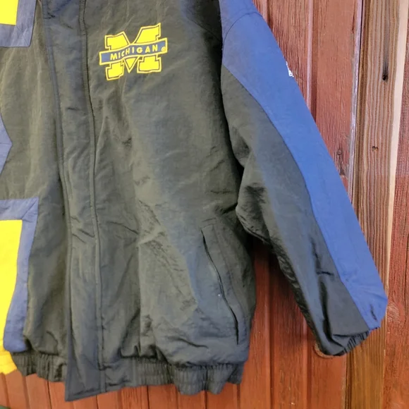 Apex University of Michigan Puffer Jacket Blue Yellow Size L Vintage 90s NCAA - Picture 4 of 11